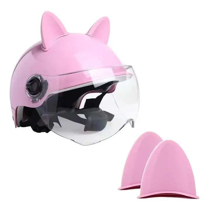 Casque de Moto Électrique avec Oreilles de Chat Mignon