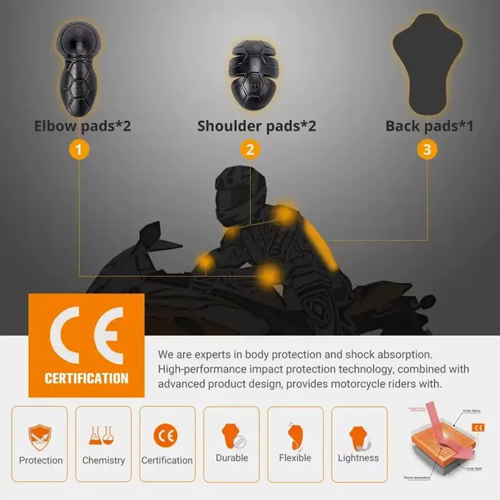Veste de moto insérer équipement de protection Motocross CE protecteur dos épaule coude genou haute 