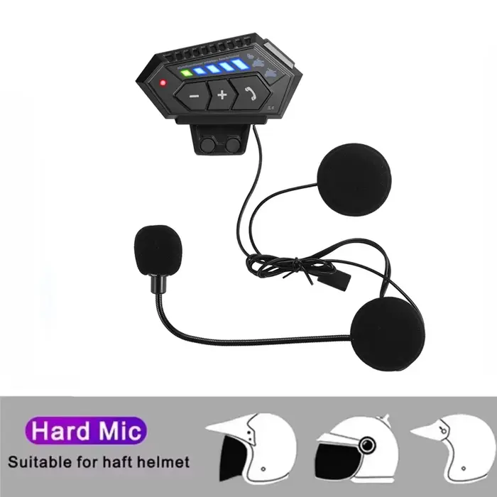 Casque de moto avec écouteurs BT5.0, interphone stéréo sans fil, mains libres avec microphone à rédu
