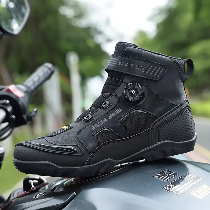 Chaussures de moto pour hommes, bottes en cuir respirantes, bottes décontractées confortables à enfi