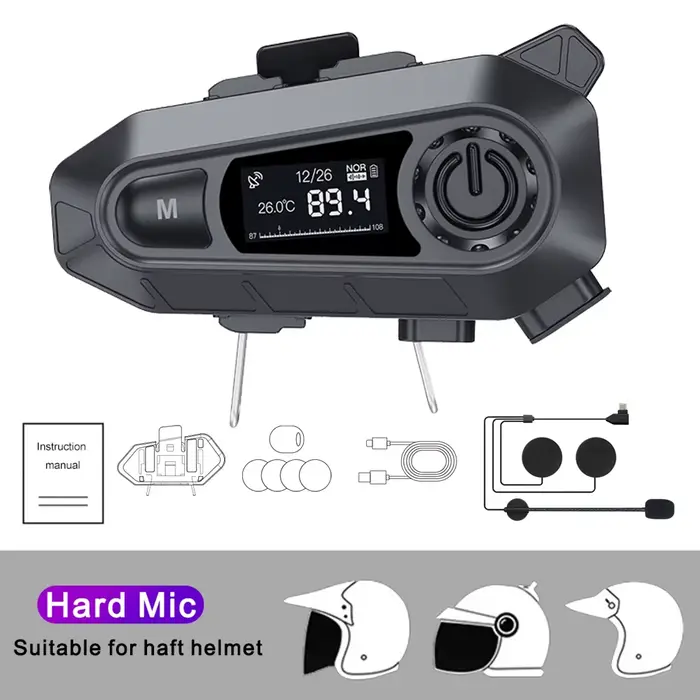 Casque de moto Bluetooth 5.3, casque avec radio FM, sans fil, appel mains libres, étanche, moto, sau