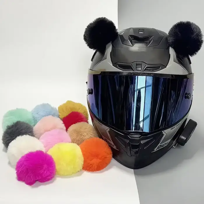 Autocollants Oreilles de Chat en Peluche pour Casque de Moto