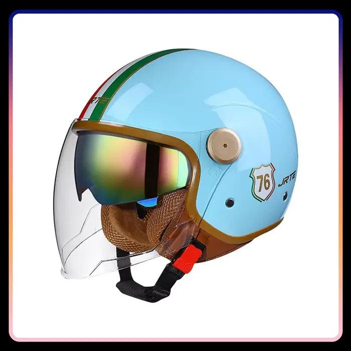 Casques semi-ouvert rétro approuvés DOT, Double visière pour hommes et femmes, demi-casque ouvert 3/