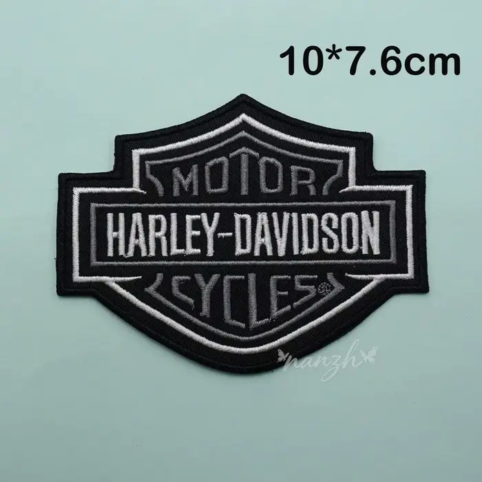 Veste en cuir brodée avec logo de moto