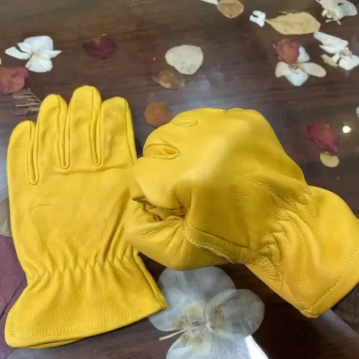 Gants d'équitation en cuir de motocross de style vintage jaune Smart Touch Sécurité durable pour moto tout-terrain/cyclisme/sports extrêmes