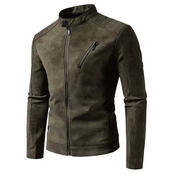 Veste de motard pour homme, élégante et sophistiquée, en cuir, veste rétro à fermeture éclair, veste