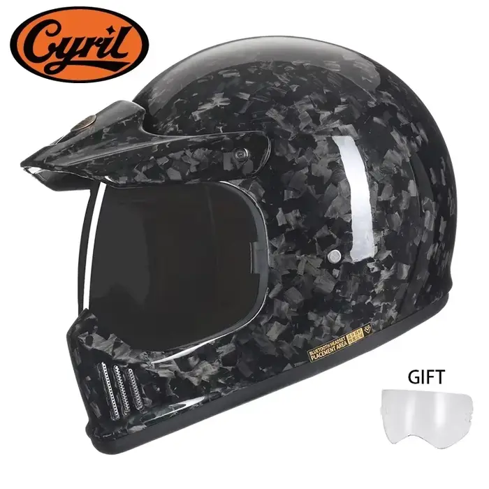 Casque de moto intégral léger en fibre de carbone pour hommes et femmes