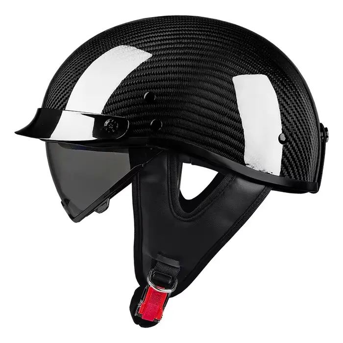 AD rétro casque en Fiber de carbone ultra-léger hommes croisière Moto demi-casque été Moto pour Harl