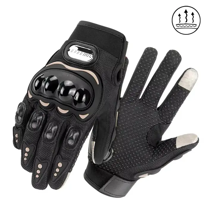 ​ Gants de moto en cuir Vintage, gants de motard unisexes respirants d'été avec conception de Ventil