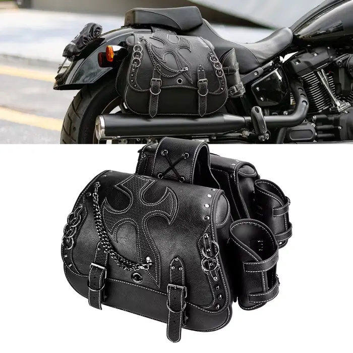 Sacs de selle de moto rétro en cuir PU
