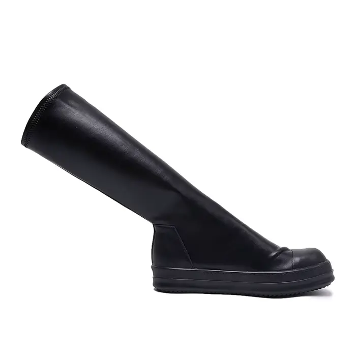 Bottes Ro Goddess à enfiler, plissées, en cuir noir pour femme, à plateforme épaisse, style chausset
