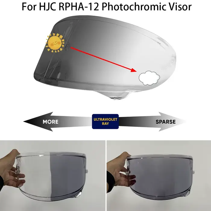 Visière photochromique adaptée au casque HJC RPHA 12 HJ-42 RPHA-12