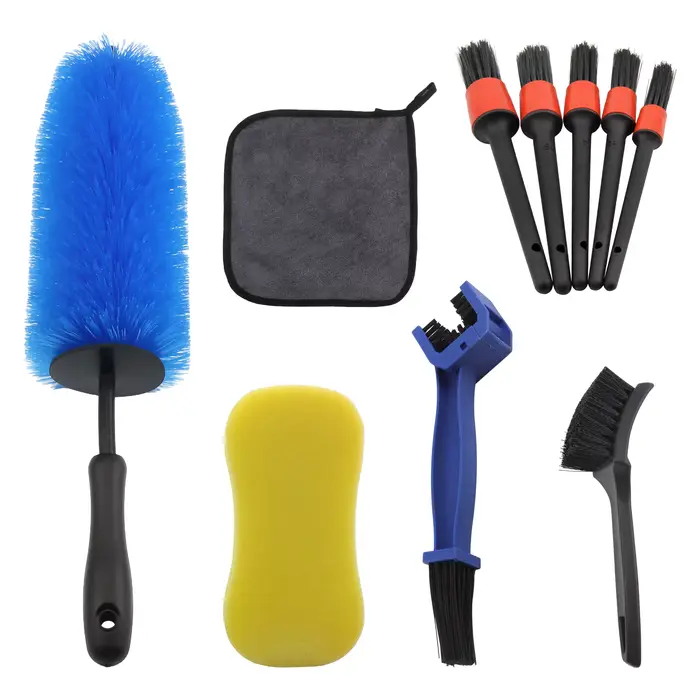 Kit de nettoyage de moto, brosse de roue, brosse de chaîne, brosse de nettoyage de jante de roue, br