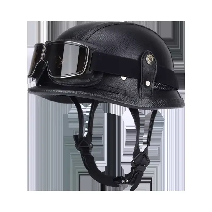 Casque en cuir demi-coque fait main pour hommes et femmes, The War II, Halley, Gogfordden Skull Cap,