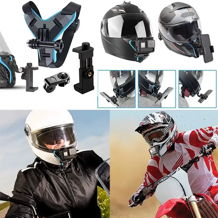 Support de téléphone pour casque de moto-support de caméra GoPro/FPV