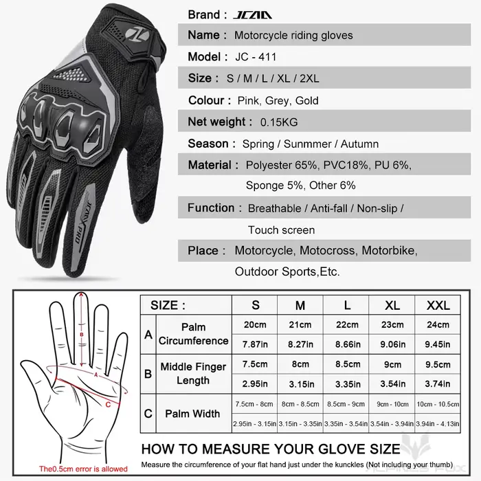 JCAA gants de Moto