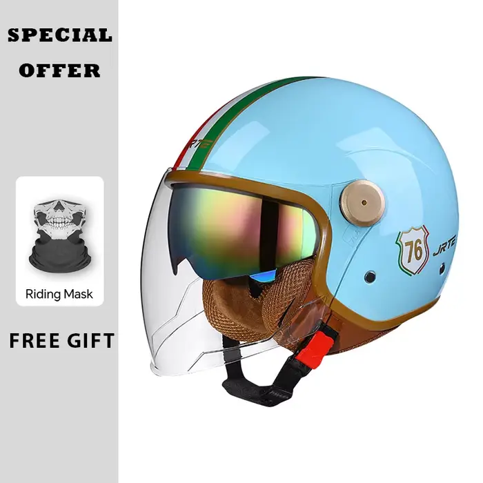 Casque de Moto rétro TT & CO approuvé DOT, visage ouvert, double visières, Jet, Scooter électrique, 
