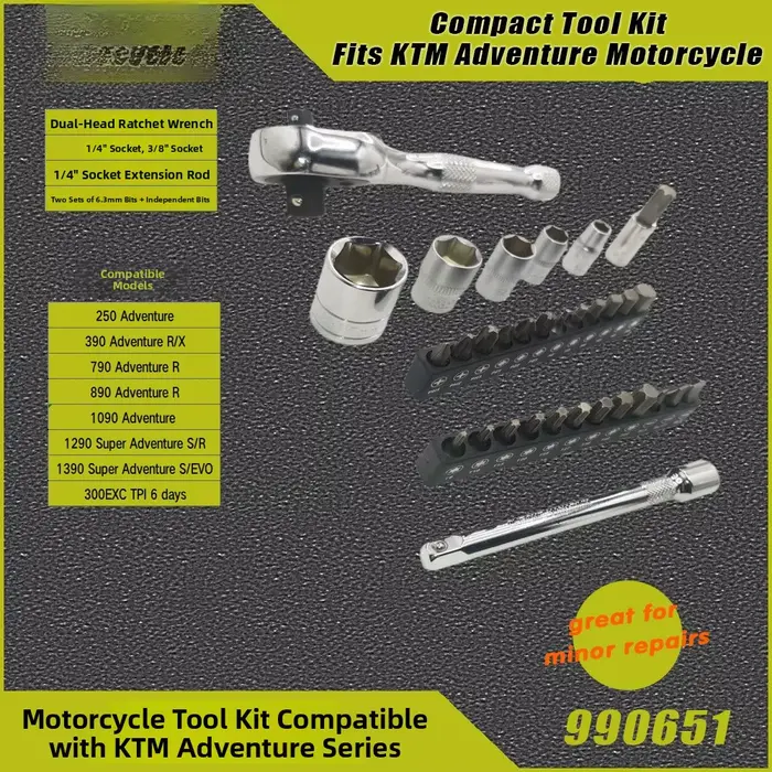 Ensemble d'outils de moto compacts pour la réparation d'urgence