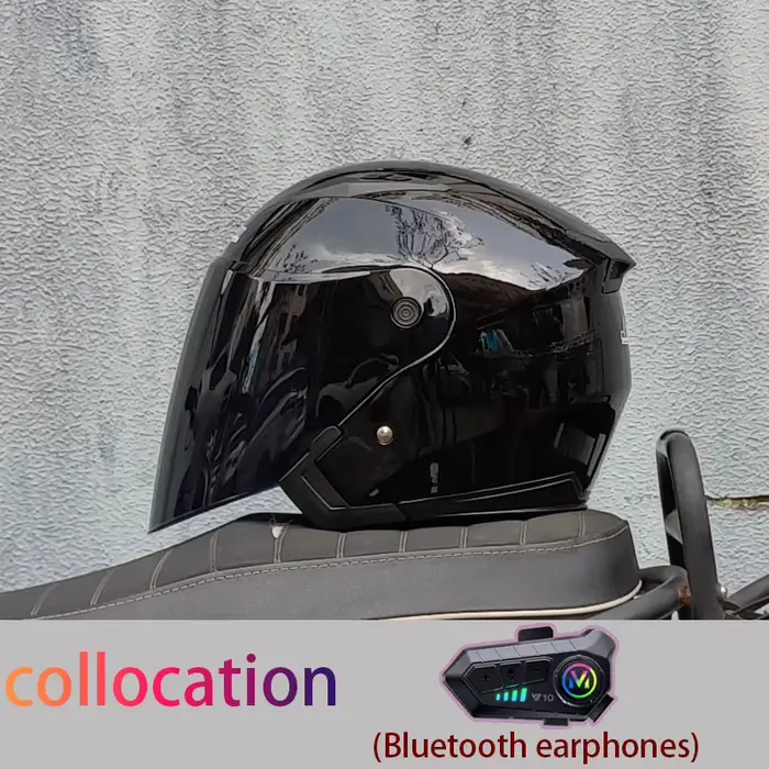 Casque de moto semi-couvert avec pare-soleil intégré