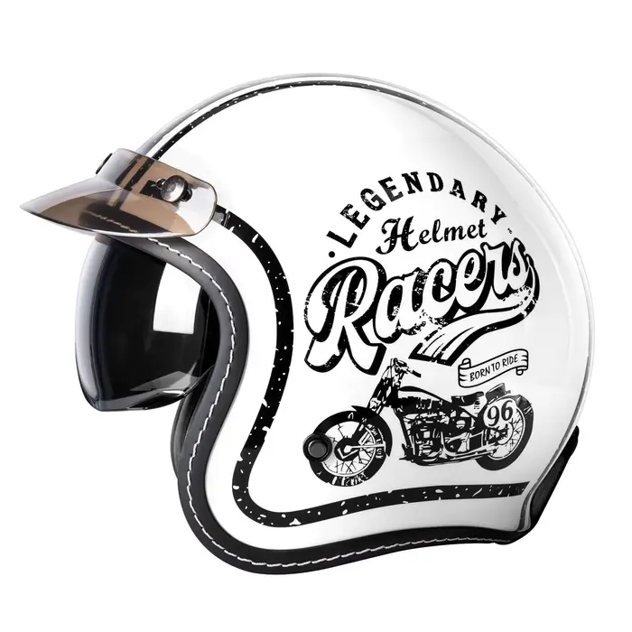 Casque ouvert rétro 3/4 unisexe avec double visière