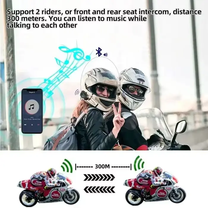 Interphone pour moto, 2000mah
