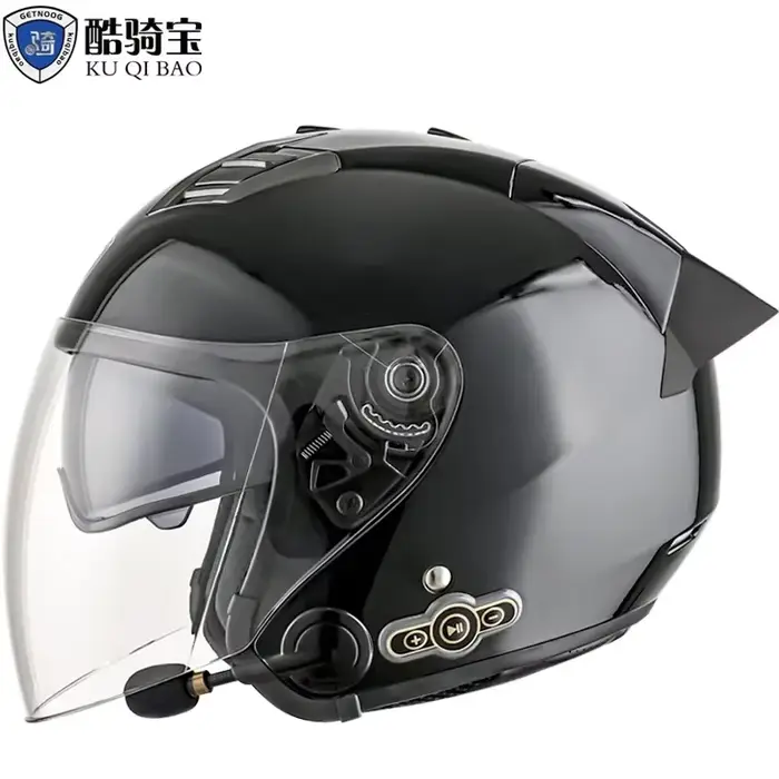 Casque de moto intégral Bluetooth 3/4 pour hommes et femmes, visage ouvert, approuvé DOT, étanche, D