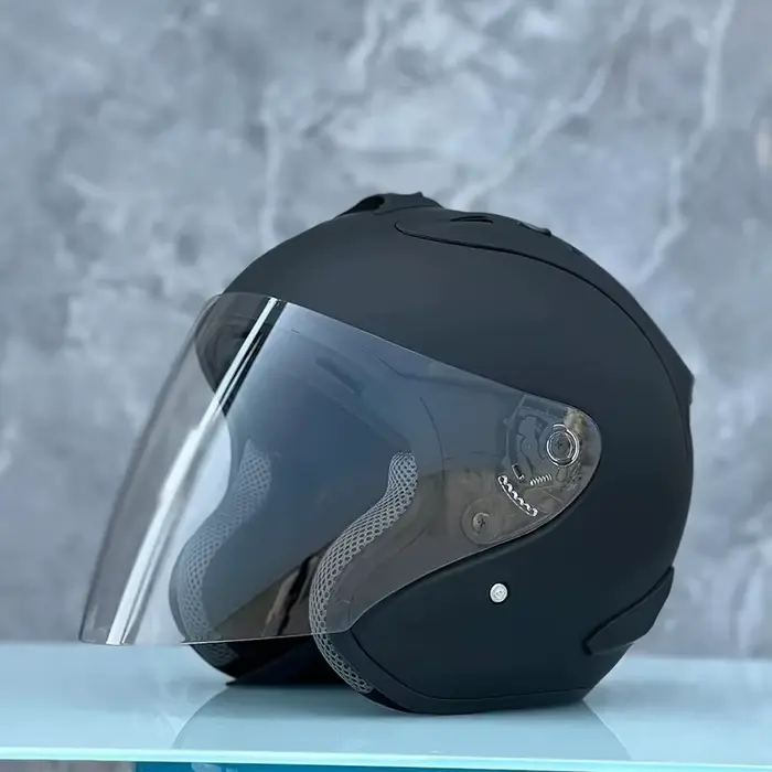 3/4 casque ouvert Ram4 noir mat casque de Moto été hommes et femmes Jet Scooter Motobike demi-casque