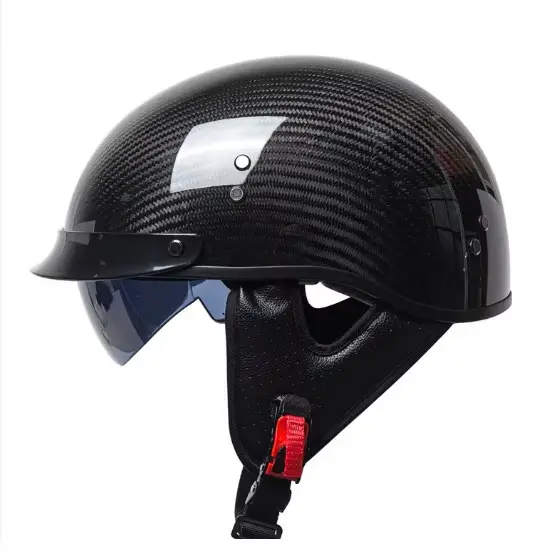 Casque en fibre de carbone certifié, demi-casque, casque de moto, casque de locomotive, casque pour 