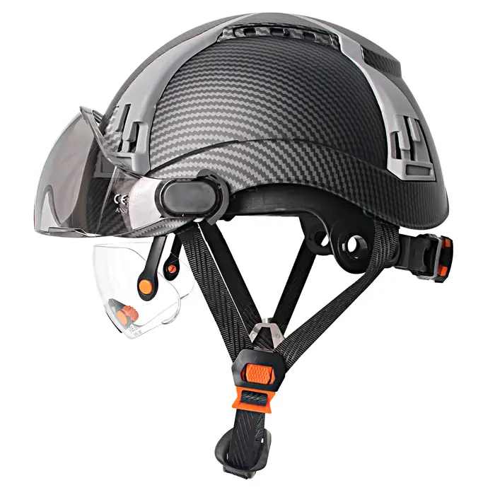 Casque de sécurité en fibre de carbone CE avec double visière