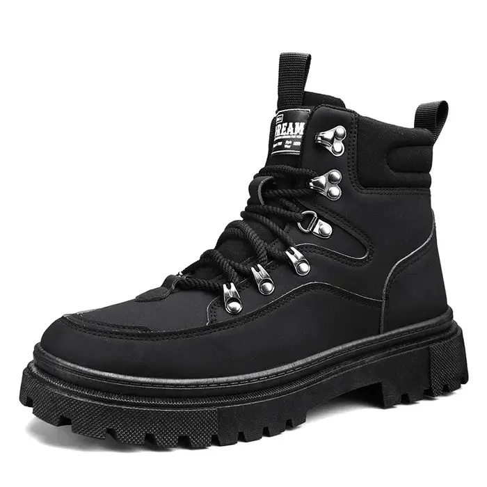 Bottes de moto tendance pour hommes, chaussures de travail à tige haute, bottes en cuir confortables