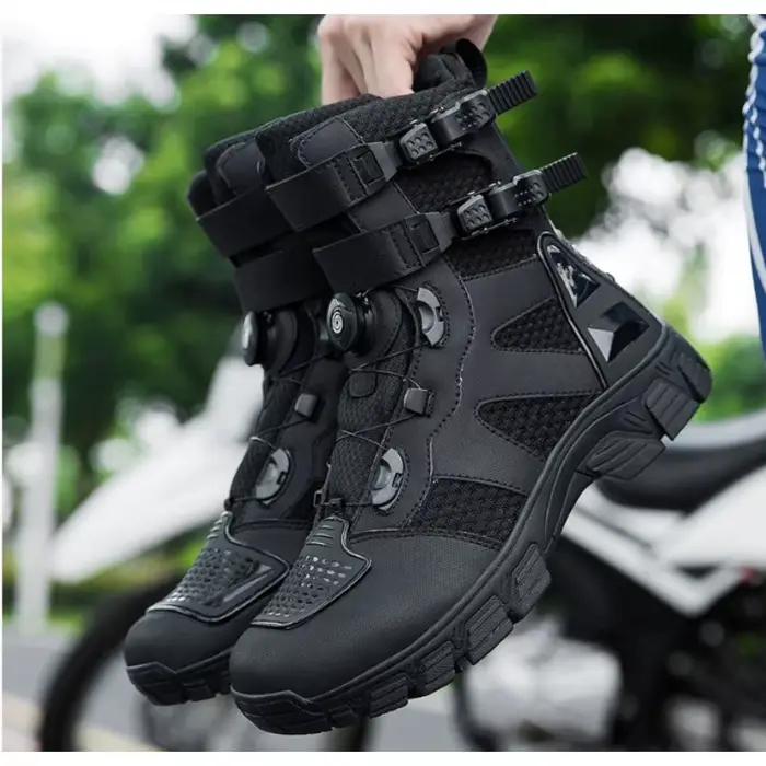 Bottes de moto en cuir imperméables, chaussures de sport, équipement de moto, bottes de vélo, chauss