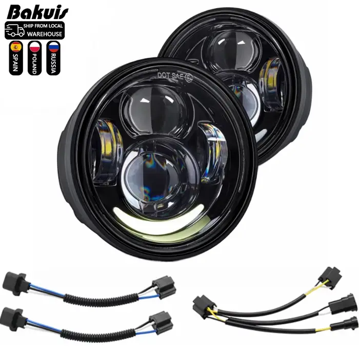 Phare Led H4 4.65 pouces pour moto Harley FXDF pour Harley Dyna Fat Bob 4.5 "double phare Double pha