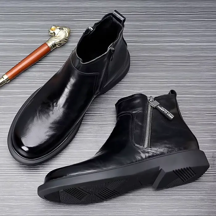 Bottines Chelsea en cuir véritable pour hommes