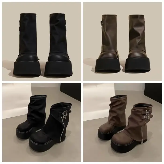 Bottines de motard à plateforme pour femmes