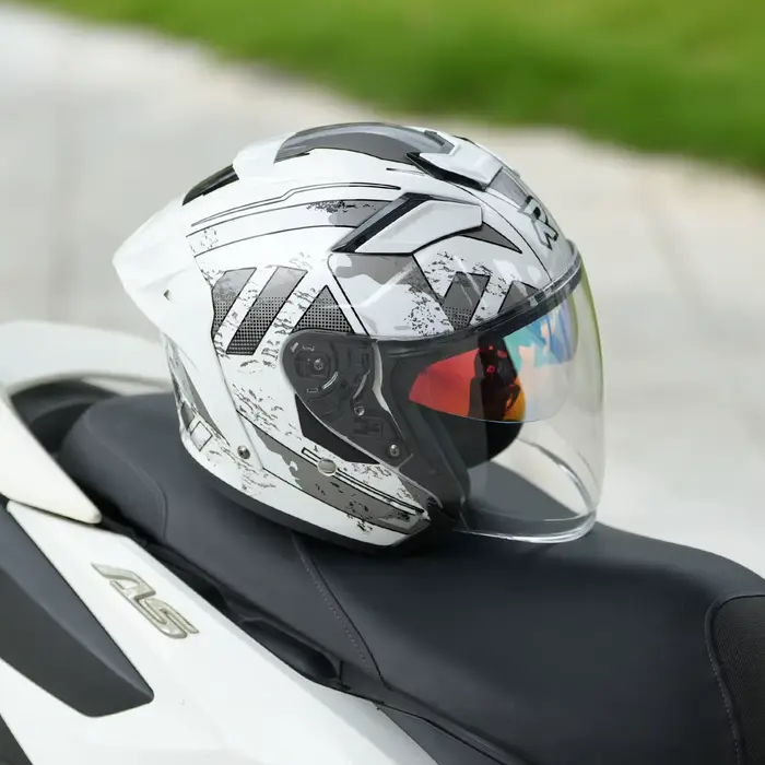 RSV 839 casque de moto demi-casques pour hommes et femmes rétro croisière double lentille Scooter 3/