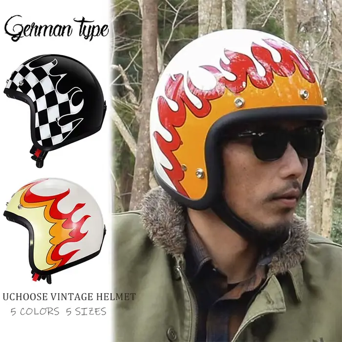 Casque de moto rétro trois-quarts à visage ouvert 3/4 pour hommes et femmes