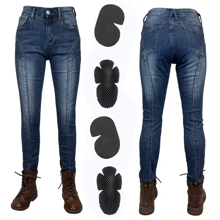 Pantalon de moto pour femmes, bleu, équipement de motocross, pantalon de moto avec protections pour 