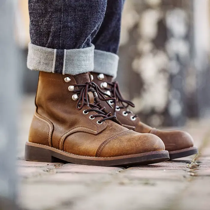 Bottes de moto en cuir pleine fleur Maden 8111, bottes rétro en cuir véritable, bottes de parachutis