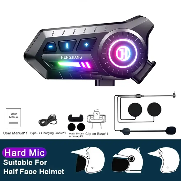 Casque Bluetooth 6.0 pour moto, écouteurs moto 1000 mAh, casque sans fil mains libres pour moto avec