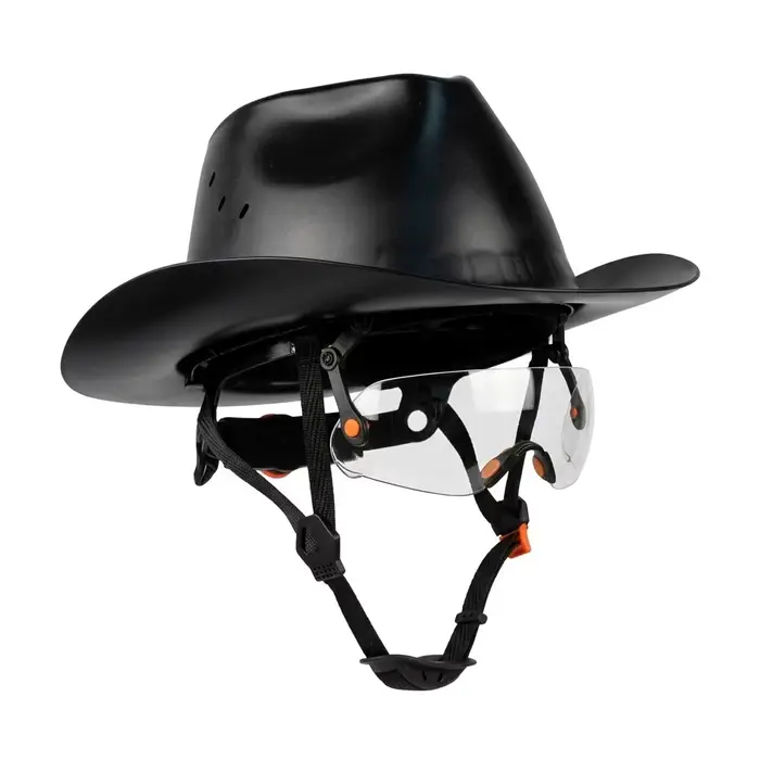 Casque de sécurité ANSI respirant style cowboy avec lunettes intégrées