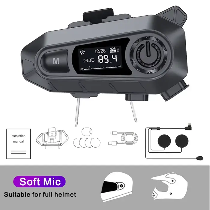 Casque de Moto casque sans fil appel mains libres étanche BT 5.3 casque de Moto avec Radio FM grand 