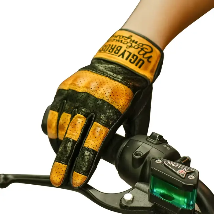 UGLYBROS gants de moto en cuir d'été doigt complet respirant gants d'équitation pour hommes équipeme