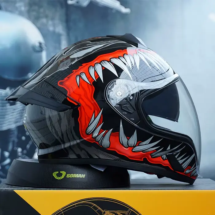 Casque de moto intégral pour adulte certifié 3C DOT Chine, double visière solaire. Casque de moto mo