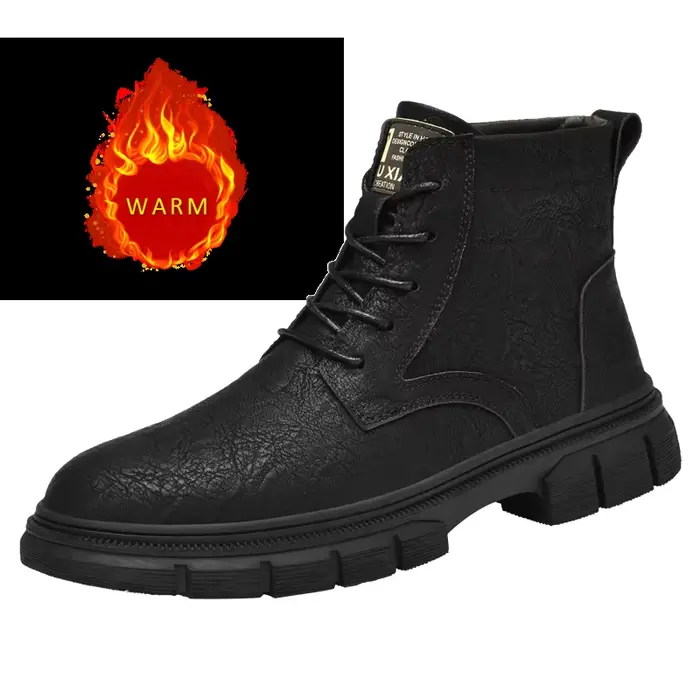 Beaux bottes de moto de Style britannique pour hommes, chaussures montantes décontractées d'hiver, b