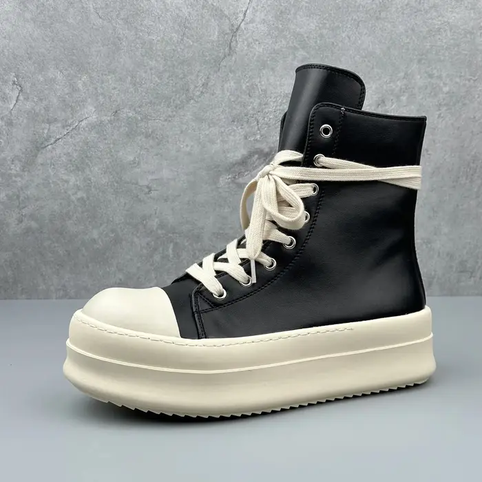Bottes de moto pour hommes, baskets de luxe en cuir à plateforme pour femmes, baskets montantes à la