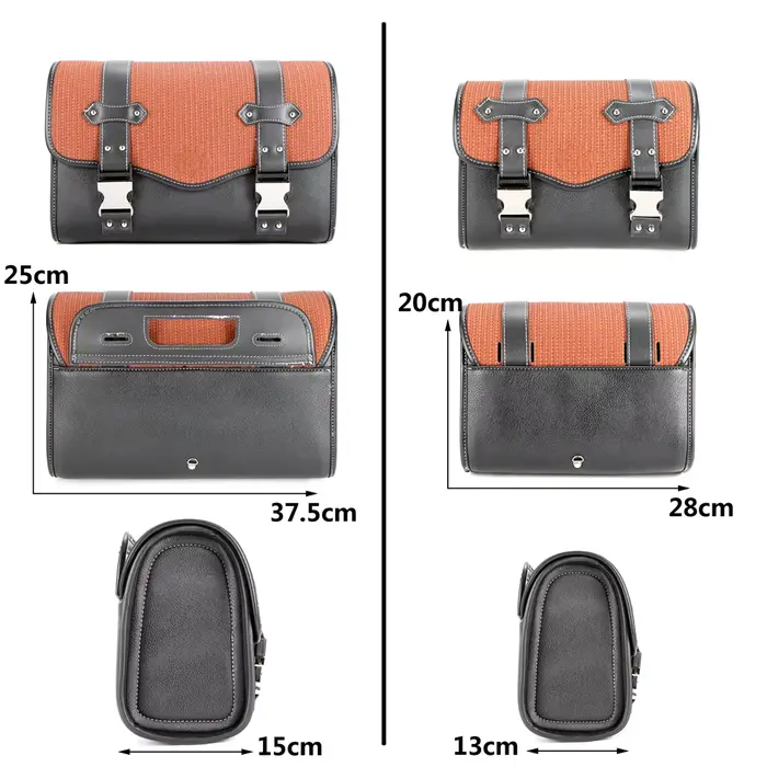 Sacoches de moto universelles, sac de fourche, pochette de bagage en cuir PU, sac à outils latéral, 