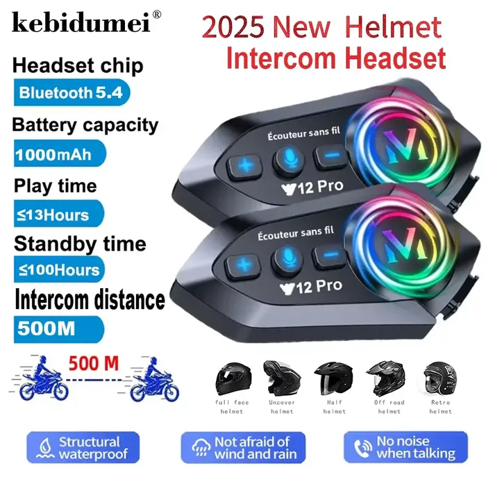 Y12 Pro double micro casque de moto interphone