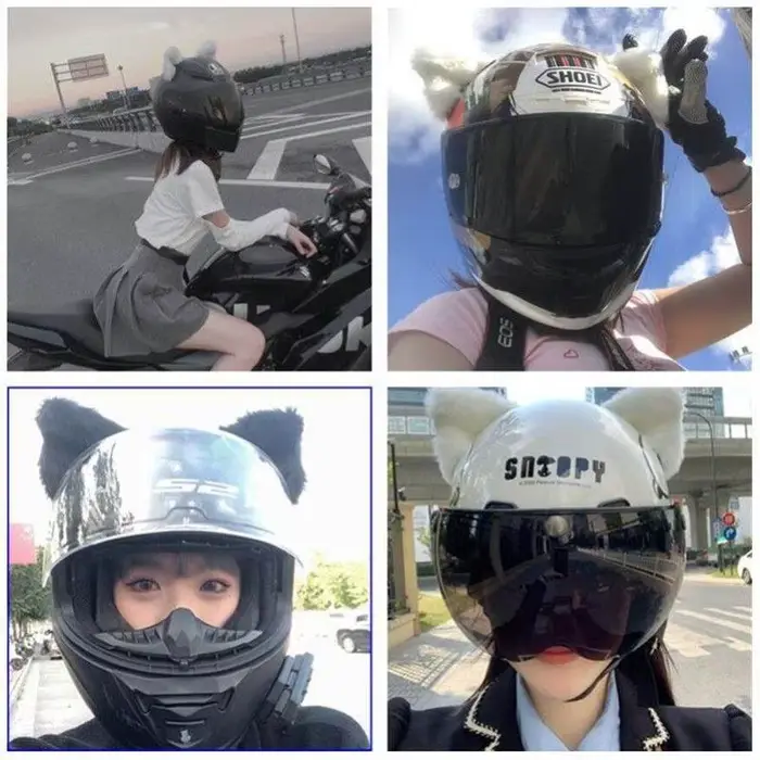 Décoration de casque de moto avec oreilles de chat