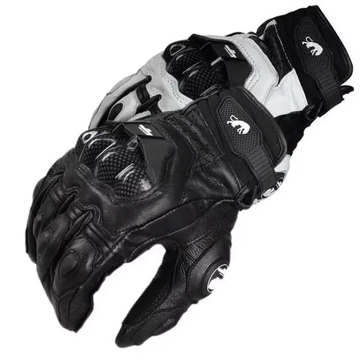 Hommes femmes 4 saisons conduite Supertech noir/blanc moto gants en cuir gant de course