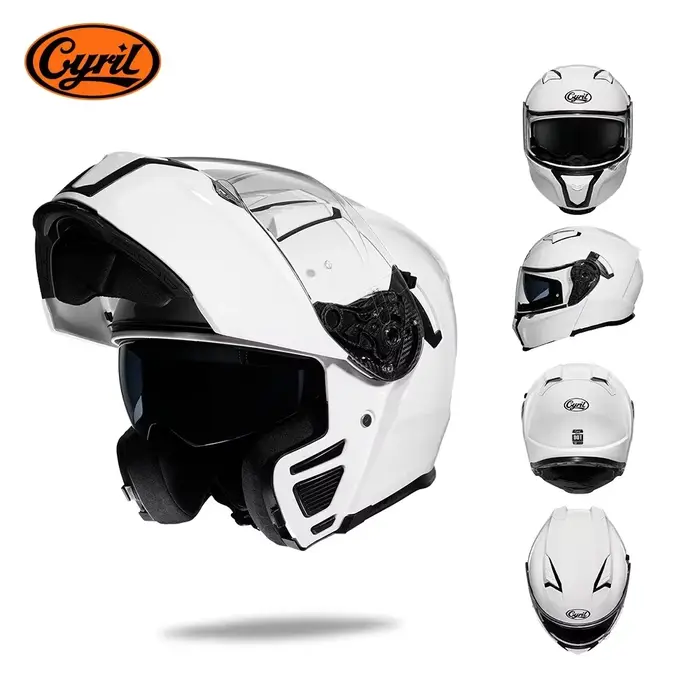 Casque de Moto rabattable avec lunettes de soleil visière double lentille casque de Moto intégral ca